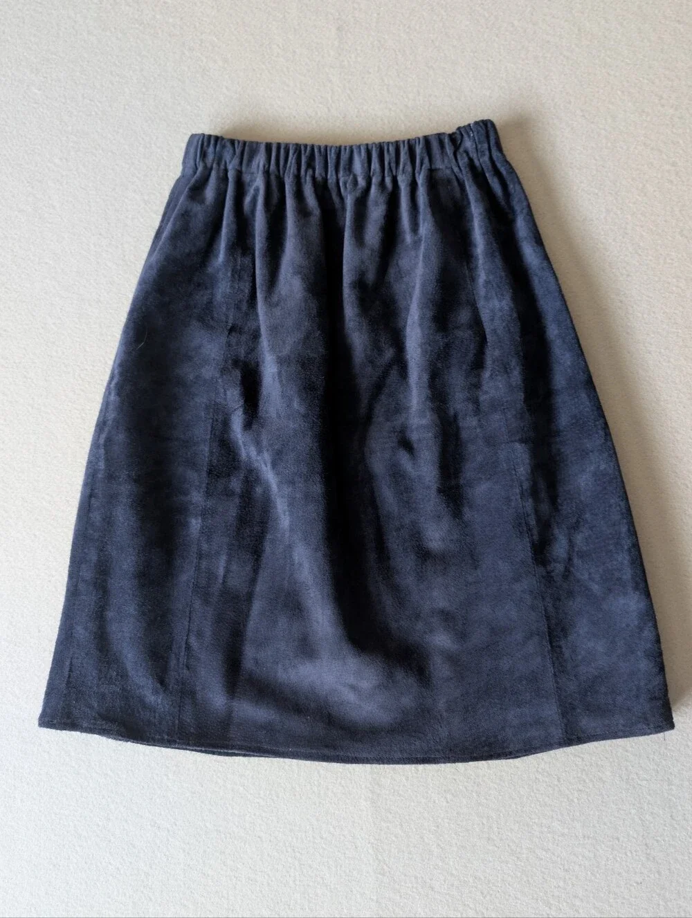 Leather City Navy Genuine Suede Mini Skirt Sz Small Edgy Avante Garde Tailored